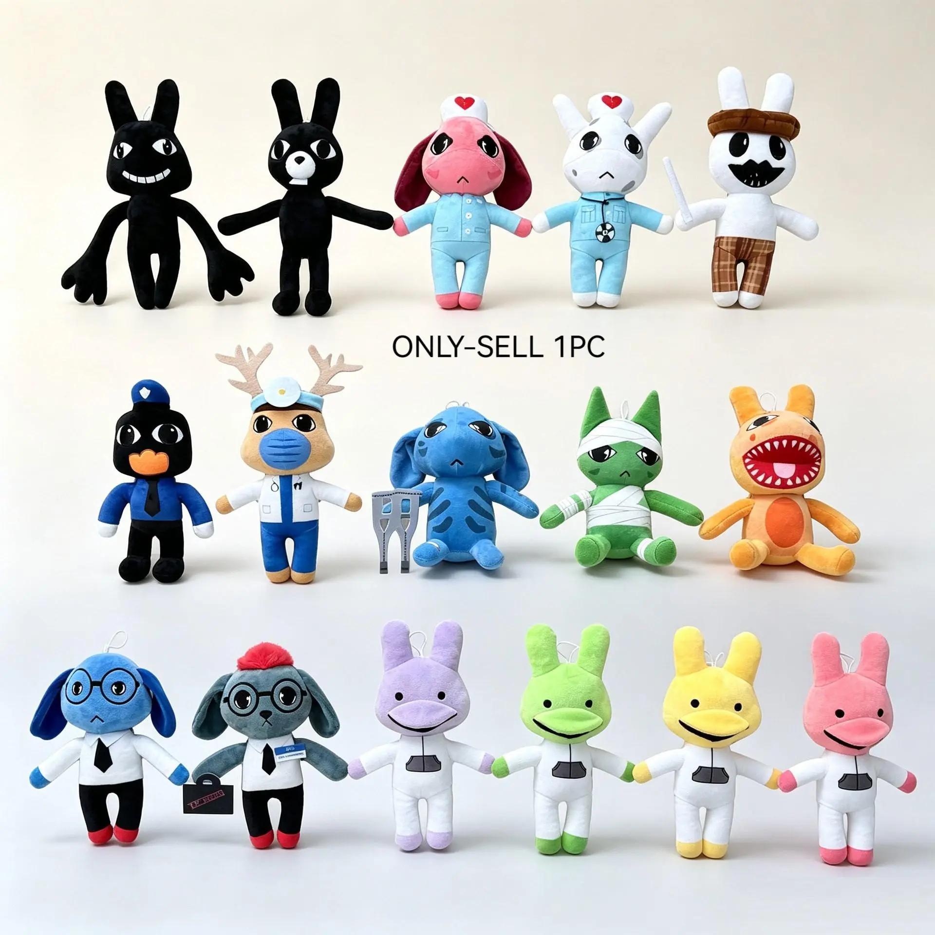 Animal Hospital Plush Toy, Cute Multi-Color Bunny, Soft Filled Desk Ornament, Home Decor, Birthday Gift, Christmas Gift