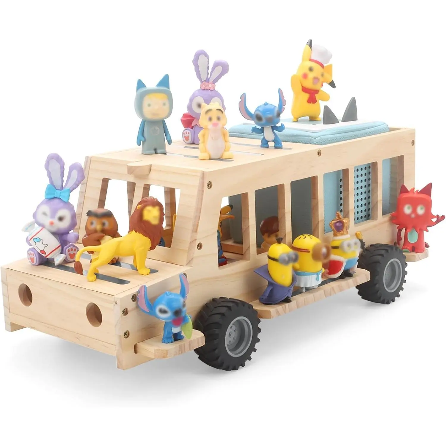 School Bus for Tonies Box 1/2 Organizer Shelf Storage, Wooden Bus Magnetic Storage Holder for Toniebox Player Tonies Figures Characters for Children, Display Collection 20~30 Tonie Box Characters