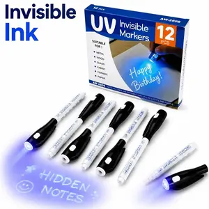 12 Pcs Invisible Ink Marker Set Portable UV Light Writing Pen Hidden Message DIY Projects Art Creation Daily Creative Stationery