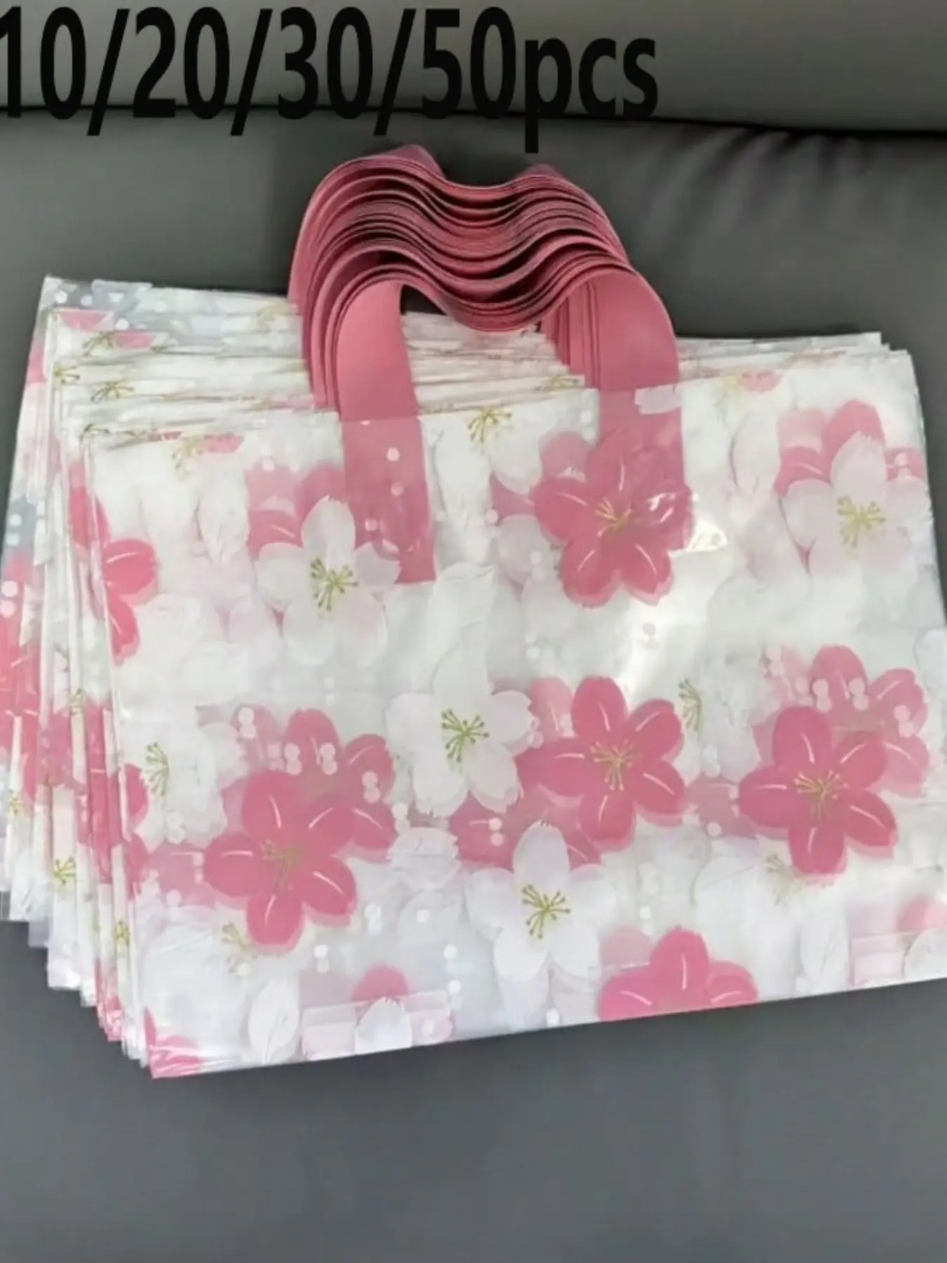 and Floral Gift Bags, Thick Plastic Shopping Bags, High-Quality Design, Perfect for Gifts and Clothing Packaging, Gift Wrapping Supplies