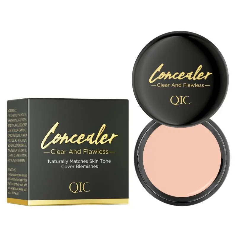 QIC Clear Flawless Concealer Pot, Natural Skin Tone Full Coverage Cream Concealer, Hide Dark Circles Blemishes Long Wear Matte Foundation Concealer