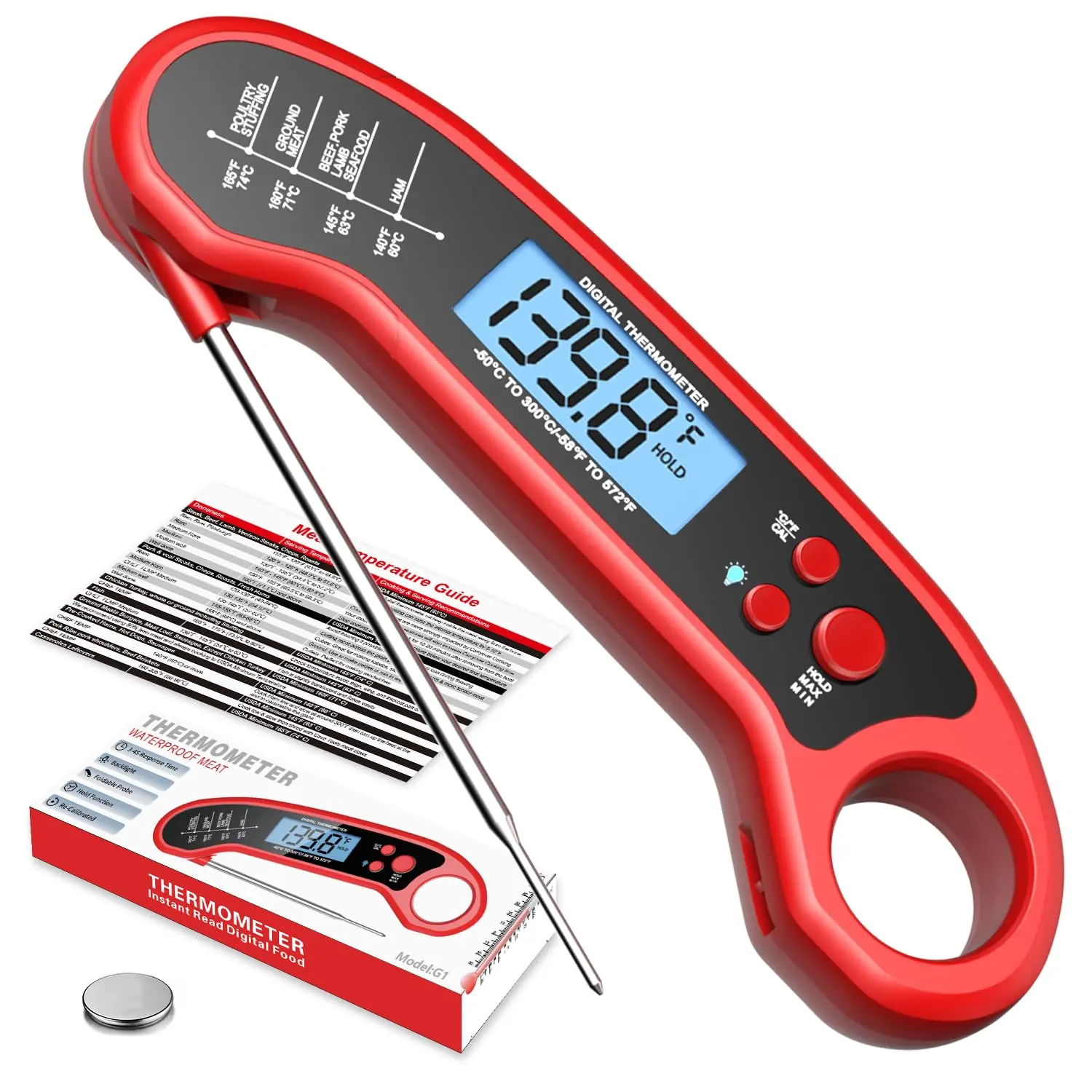 Meat Thermometer Digital,  Read Meat Thermometer for Grill and Cooking,   Thermometer for Kitchen and Outside, BBQ, Turkey, Candy, Liquids, Beef
