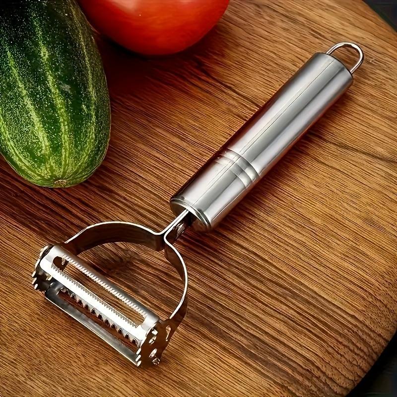 [Multi-Functional] Stainless Steel Multi-Functional Fruit & Vegetable Peeler | 1pc | Stainless Steel | Manual Slicer, Grater, And Shredder | Kitchen Tool for Home, RV Cooking, And Dorm Rooms | Dorm Cooking Essentials | Compact Slicer