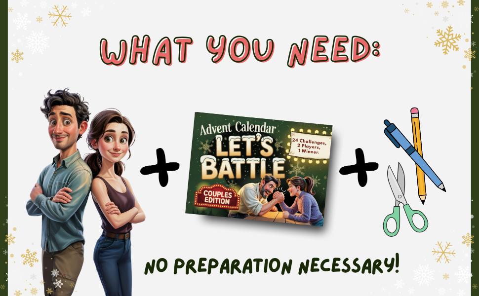 Advent Calendar: The Great Advent Challenge for Couples – Let’s Battle | 24 Days of Interactive Challenges & Brain Games | Fun Gift for Women and Men