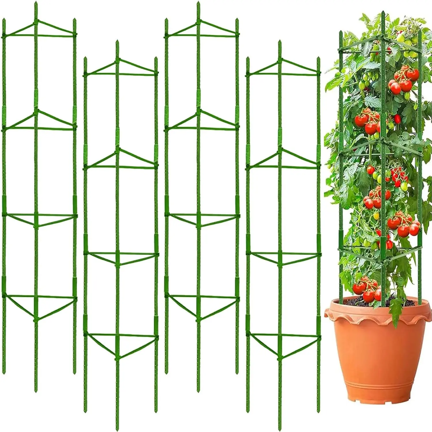 63Inch Tomato Cage for Garden  Support, 4Pack Adjustable Tall Tomato Cages Garden Stakes, Tomato Trellis for Pots, Tomato Cage  Trellis for Raised Garden Bed Climbing