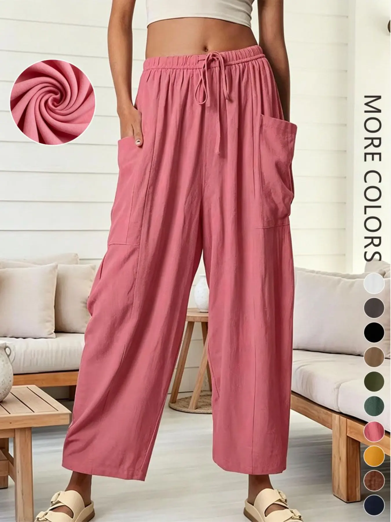 New Spring & Fall Loose Fit Oversized Baggy Casual Comfy Relaxed Fit Trousers Lantern Pants, Elastic Waist, High-Waisted Pleated Wide Leg Pants, Suitable for Women, Bottom