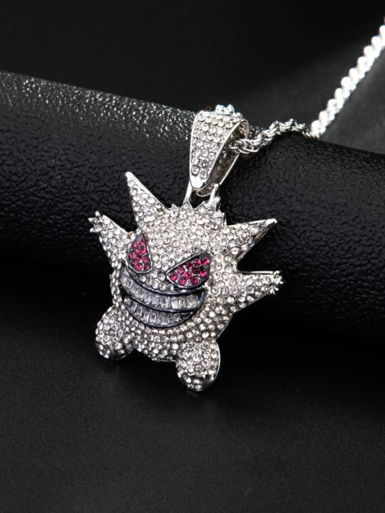 European and American Cartoon Anime Small Monster Pendant Stainless Steel Men's Necklace, Cool Hip Hop Street Style Jewelry Accessory