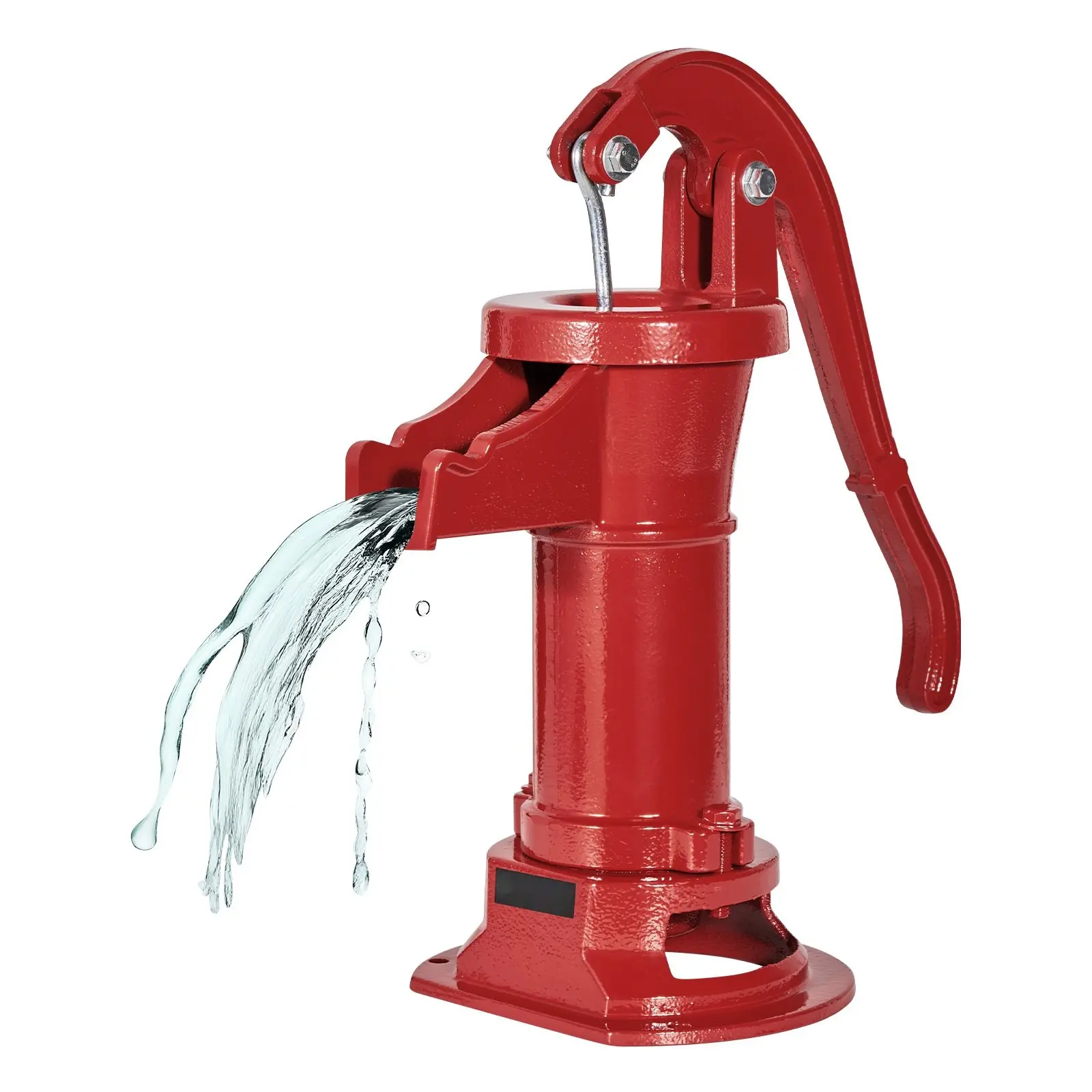 Well Hand Pitcher Pump For Water Wells, 25 Ft Maximum Lift, Antique Cast Iron Manual Water Pump, NPT 1-1/4 Inch Connection, Easy Installation, Vintage Outdoor Faucet For Garden, Pond, Backyard Or Farm, Red