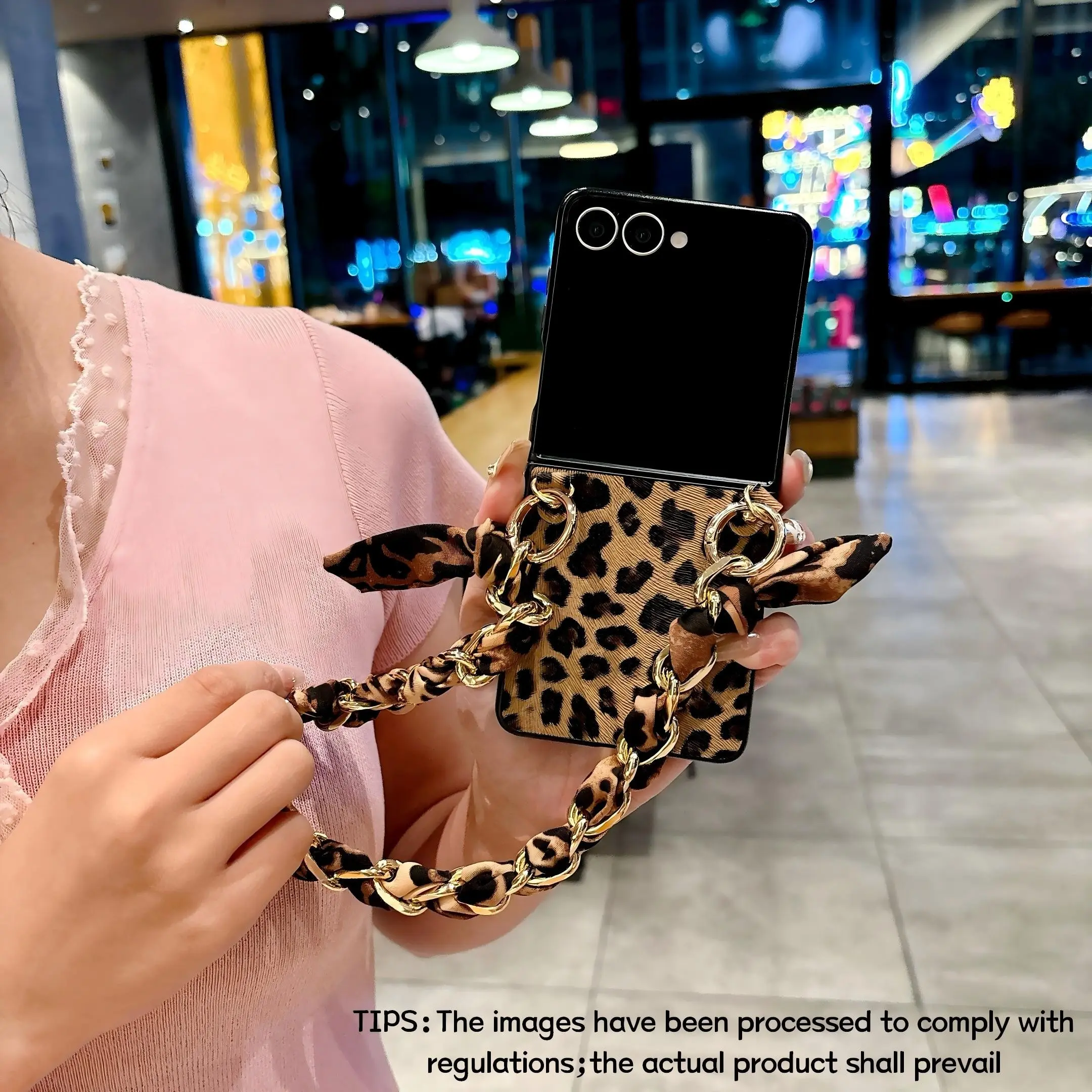 Leopard print brown phone case, Smartphone casing, with fabric wrist strap, for Samsung Galaxy Z Flip 8/7 and Fold 8 Ultra/7, featuring anti-loss hand strap and full-body protection, suitable for daily use