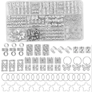 200 Pcs Hair Jewelry for Braids, Loc Jewelry, Dreadlock, Silver Adjustable Cuffs Braiding Hair Rings Decoration