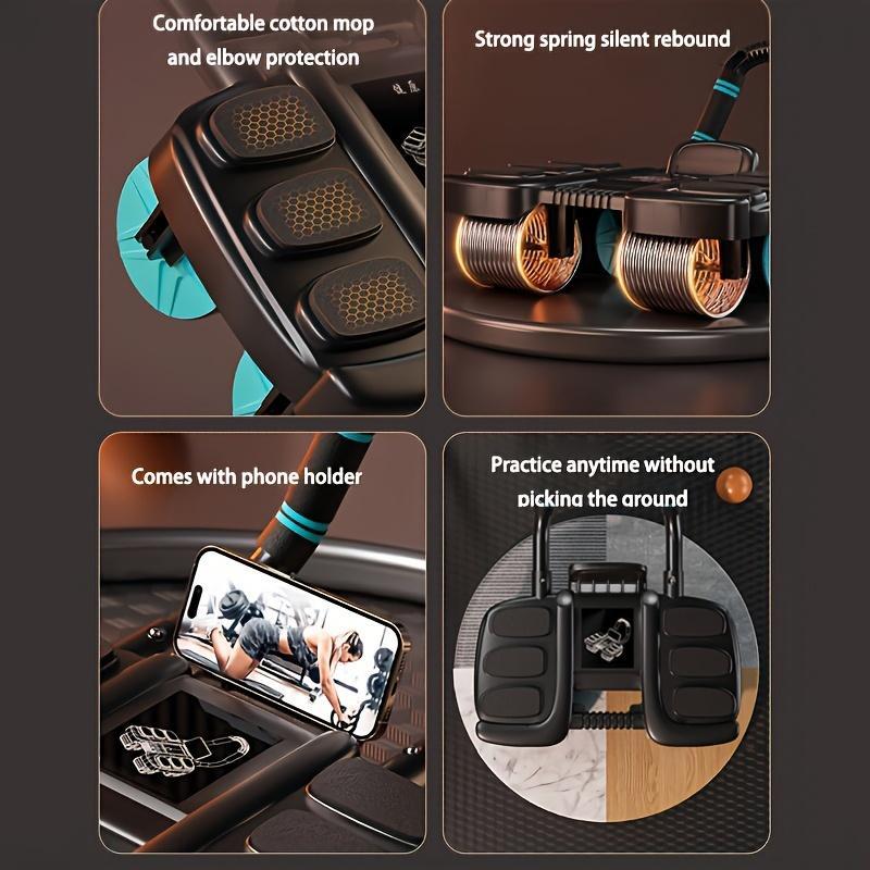 Smart Automatic Bounce Ab Roller, 4-Wheel Core Strength Trainer, Portable Home Gym Equipment for Men & Women, Elbow Support Included, Abdominal Exercise Equipment, Abdominal Workout Equipment