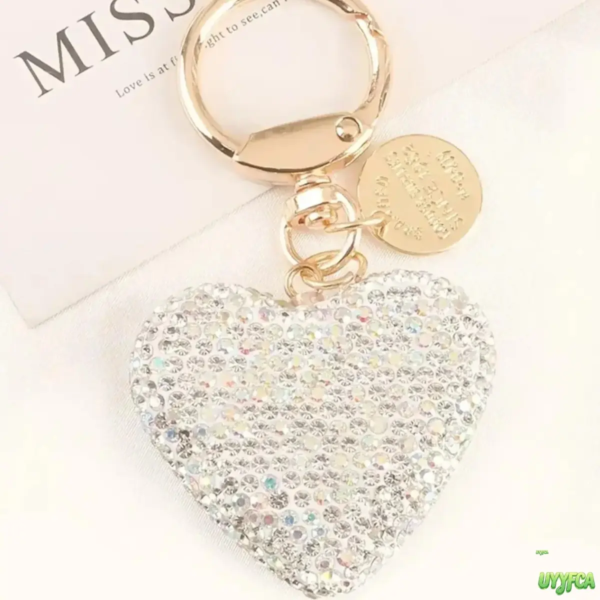 Women's Elegant Bling Rhinestone Heart Shape Keychain For Women, Sparkly Crystal Bag Charm With Spring‑Loaded Clasp, Portable Decorative Accessory For Car Keys, Backpacks, Handbags And Holiday Gifting