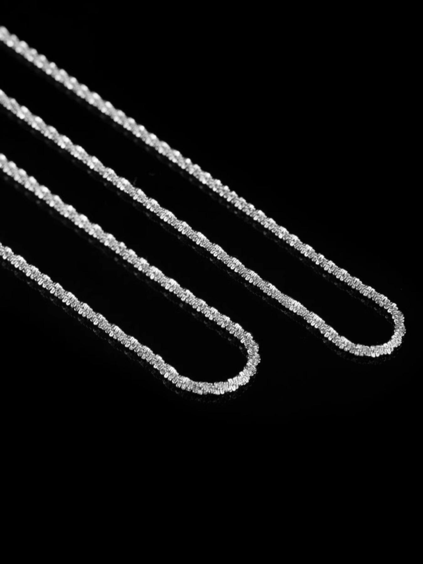 925 Sterling Silver Simple Chain Necklace for Men & Women, Fashion Jewelry for Party, Daily Clothing Decor, Daily Wear Necklace, Trendy All-match & Exquisite Jewelry for Birthday Gift, Minimalist Chain Necklaces