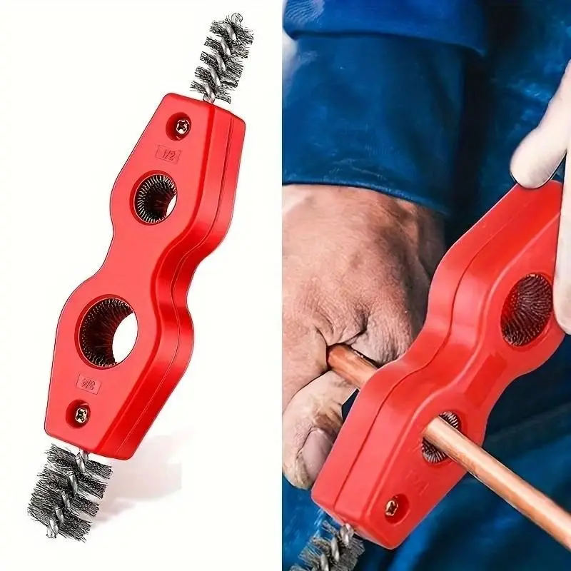 Double-Headed Pipe Brush, Four-In-One Battery Steel Wire Brush, Deburring Rust Removal, Outer Wall Inner Hole Cleaning Brush, Cleaning Supplies