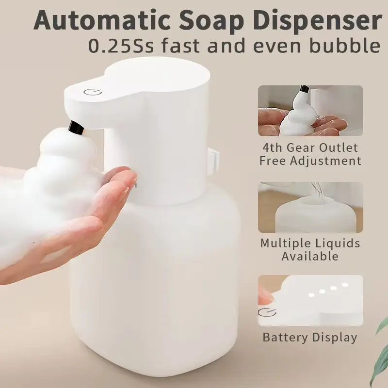 New Wall Mounted Automatic Foam Soap Dispenser, 550ml Rechargeable Induction Sensor Unit, 16.6x10cm ABS Plastic Waterproof Adjustable Bathroom-Kitchen Home Decor Hand Washing Device