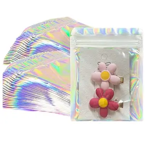 100pcs Holographic Bags, Anti-Odor Resealable Foil Bags, Perfect for Party Gift Wrapping, Unique Packaging Bags, Holographic Colors