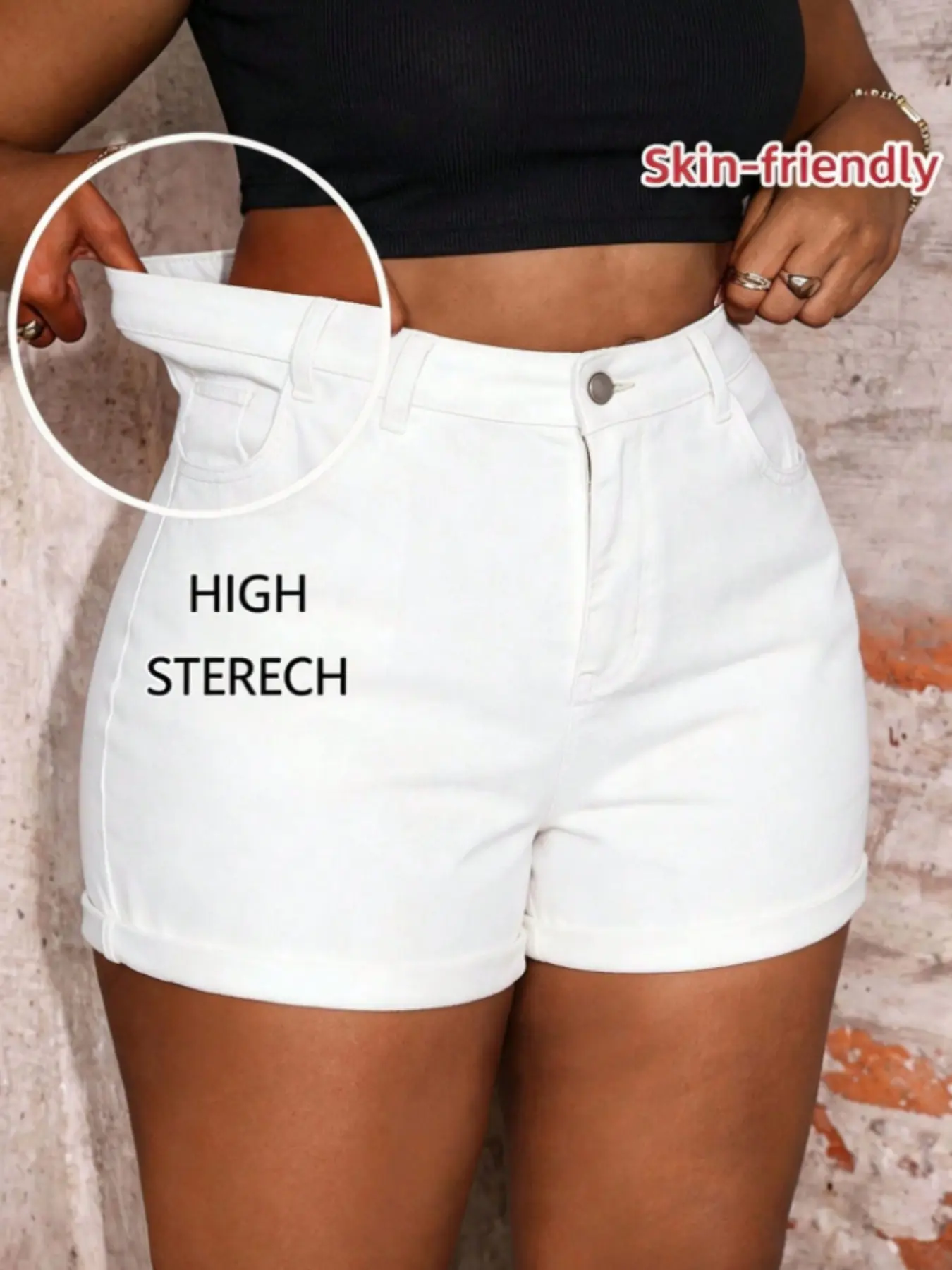 Women's Solid Color High-Waist Slim Shorts, Casual Comfy High-Stretch Skinny Shorts for Summer, Ladies Bottoms for Everyday Wear