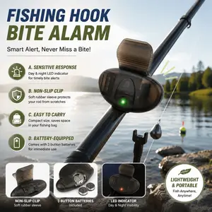 Waterproof Fishing Bite Alarms 2-Pack: High Sensitivity Night Lights with Anti-Misalarm for Carp Fishing, Fishing Equipment, Battery Powered Shockproof Rod Alert System