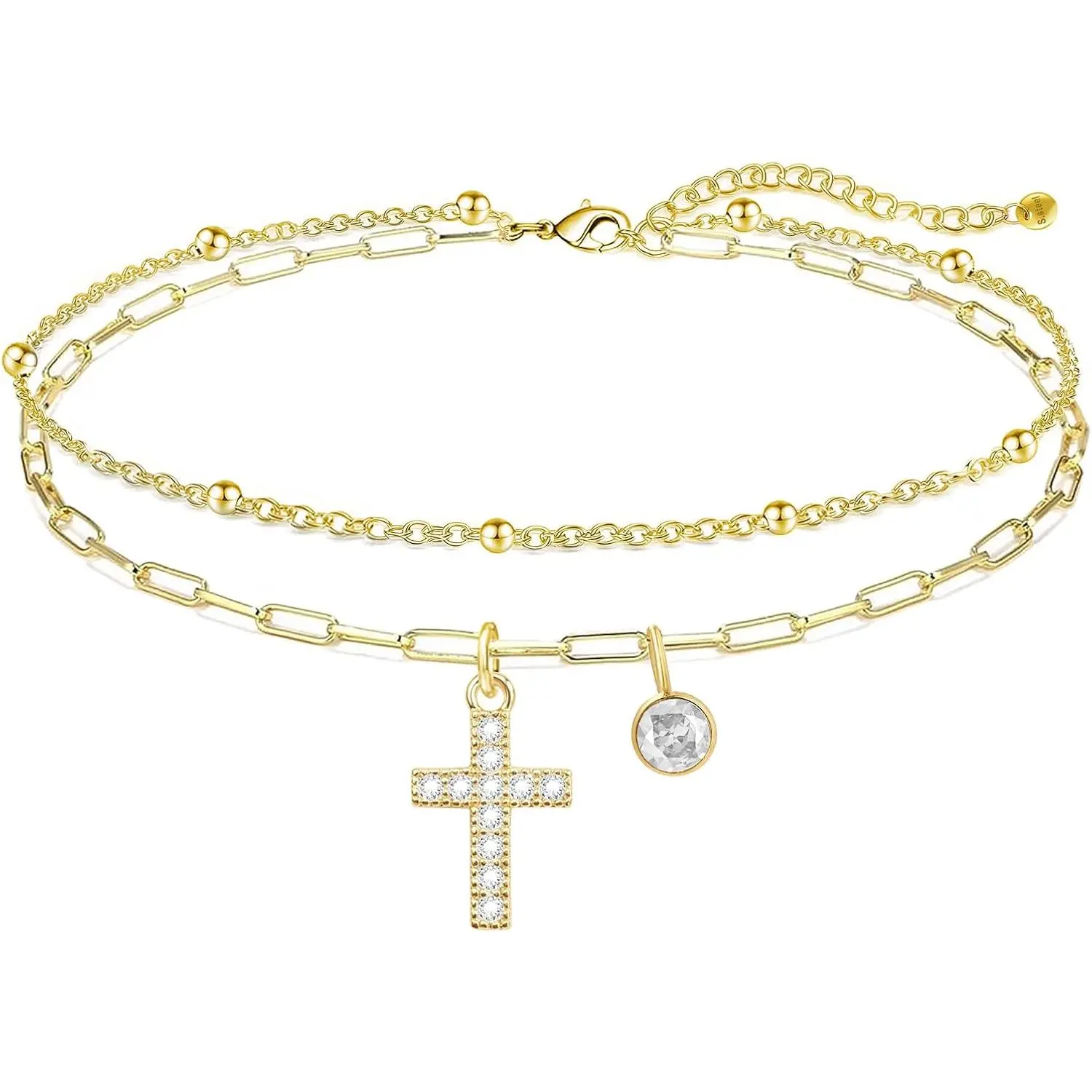 Bracelet for Women with Birthstone,  Birthday Faith  | Dainty Stack 14k  Plated Bridesmaid Bracelets for Women Small Wrist, Dainty 12 Month  Birthstone, Baptism