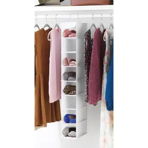 Hanging Shoe Organizer, 8 Shelves-Hanging Closet Organizer, Hanging Shoe Rack for Small Closet, Hanging Shelves for Storage Shoes Clothes 11.5" D x 5.5" W x 41" H, White