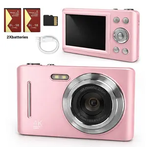 Digital Camera for Selfies and Travel, Compact Portable Card Camera, Supports Photos and Videos, Rechargeable, Includes Memory Card and Batteries