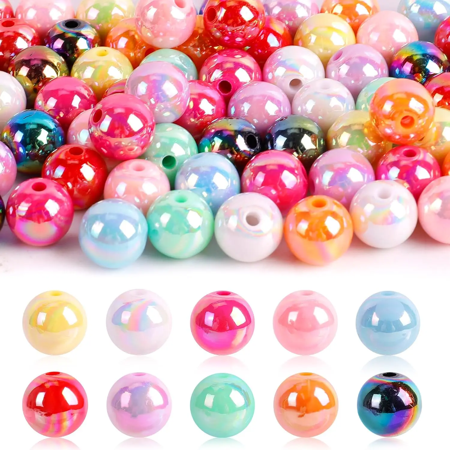 100 count Beads for Pens - Focal Beads for Beadable Pens,  Bead for Beaded Pen, Rainbow Bead Keychains Bracelets Crafts