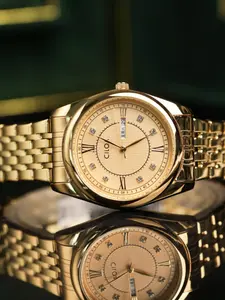 Ciloa Stylish Casual Men's Quartz Watch with Geometric Pattern, Elegant Stainless Steel Case for All Seasons, Battery-Powered Timepiece