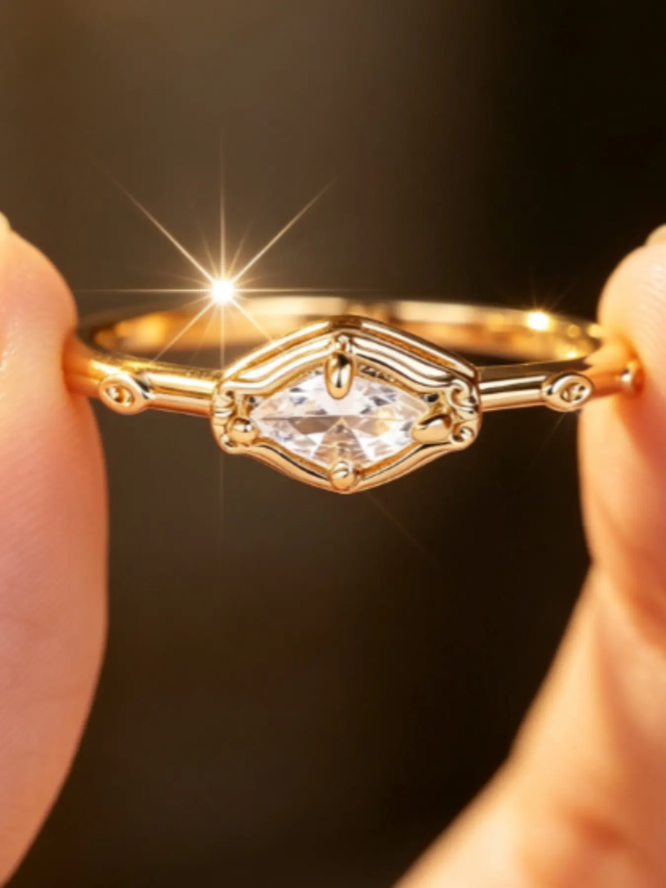 Vintage Marquise Cut Zircon Ring, Elegant Minimalist Design, Perfect for Dates, Anniversaries, Birthdays, Promotions, Graduations, Beautiful Rings