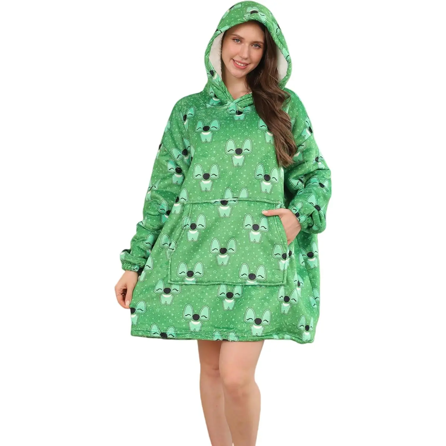 Wearable Blanket Hoodie for Adults, Oversized Fleece with Sleeves & Pockets, Soft Hooded Blanket for Men &