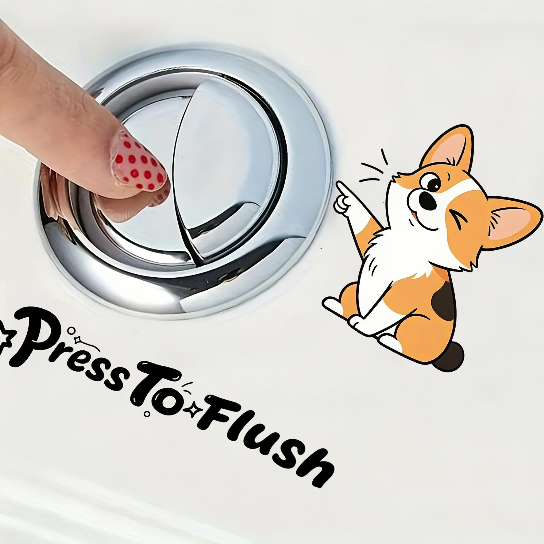 1pc PVC Adhesive Removable Toilet Sticker - Whimsical Home Decor, Spring Theme Dog Flush Toilet Reminder, Reusable Bathroom Gadget Accessory