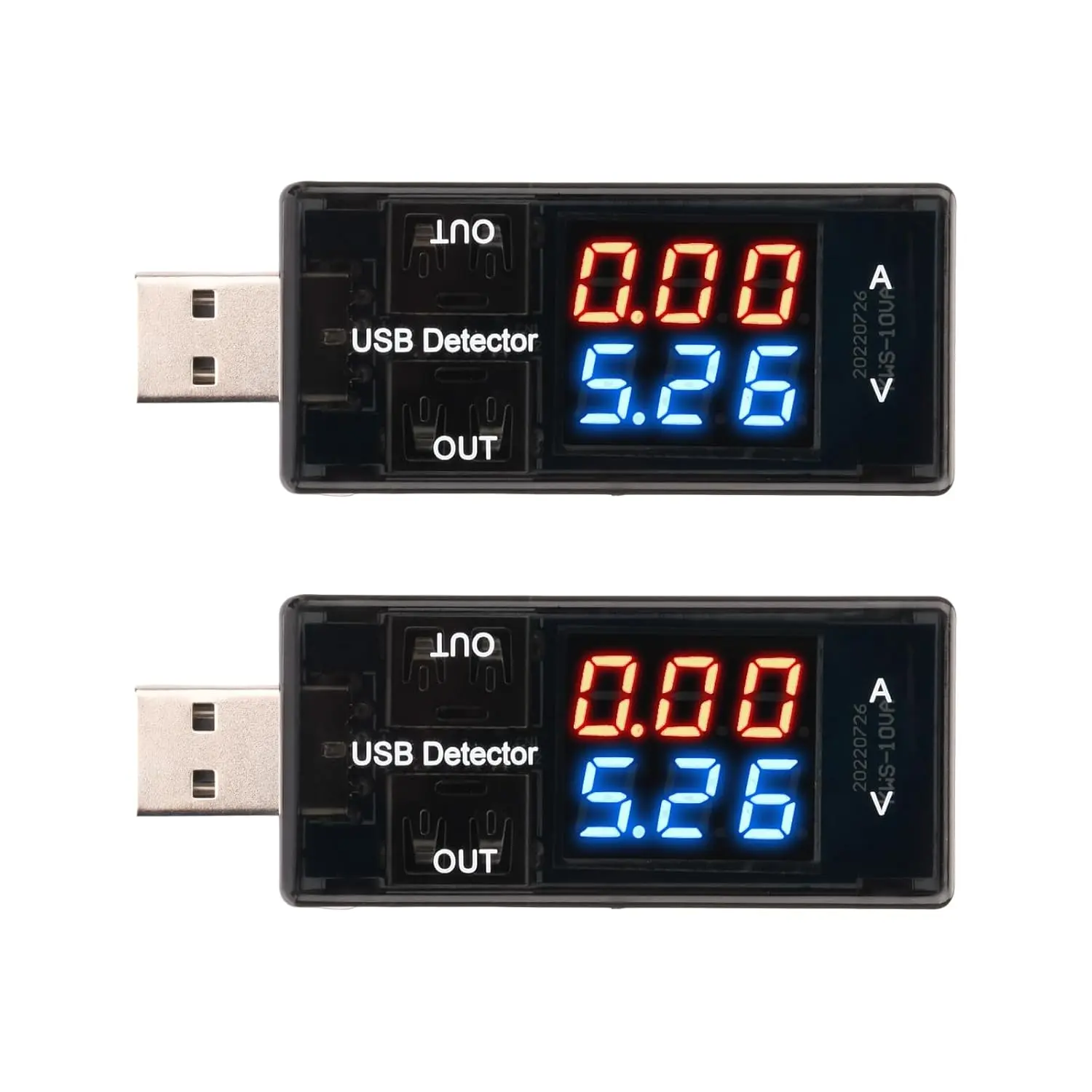 2 count USB Tester USB Power Meter, DC Digital  & Current Meter with Blue & Red Display – Multi-Function USB Voltmeter Ammeter for USB-C Tester, USB Port Tester, DC Power Meter