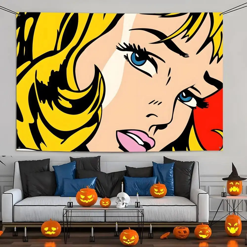 Andy Warhol Pop Art Canvas Wall Hanging Tapestry - Photo-Friendly, Lightweight, Indoor/Outdoor Decorative Flag with Sunset, Banana, Tomato Soup Designs, Background Blanket, Indoors
