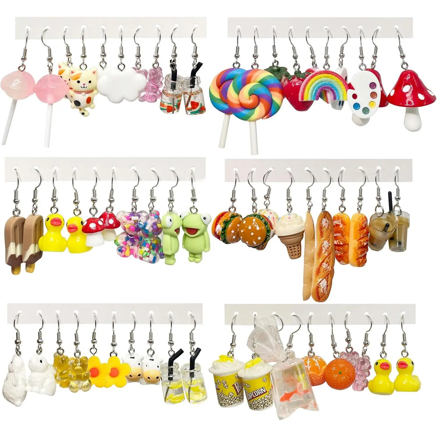 30 Pairs Weird Cute Funny Earrings   Duck (Clip ) Drop Dangle Earrings for Women Aesthetic Earrings   Earrings Set