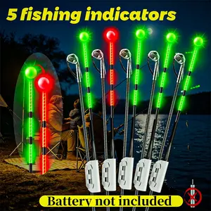 5-Piece Fishing Bite Indicator, Color-Changing Lights, Night Vision Glow Stick, Day/night Use, Night Fishing Rod Tip Light