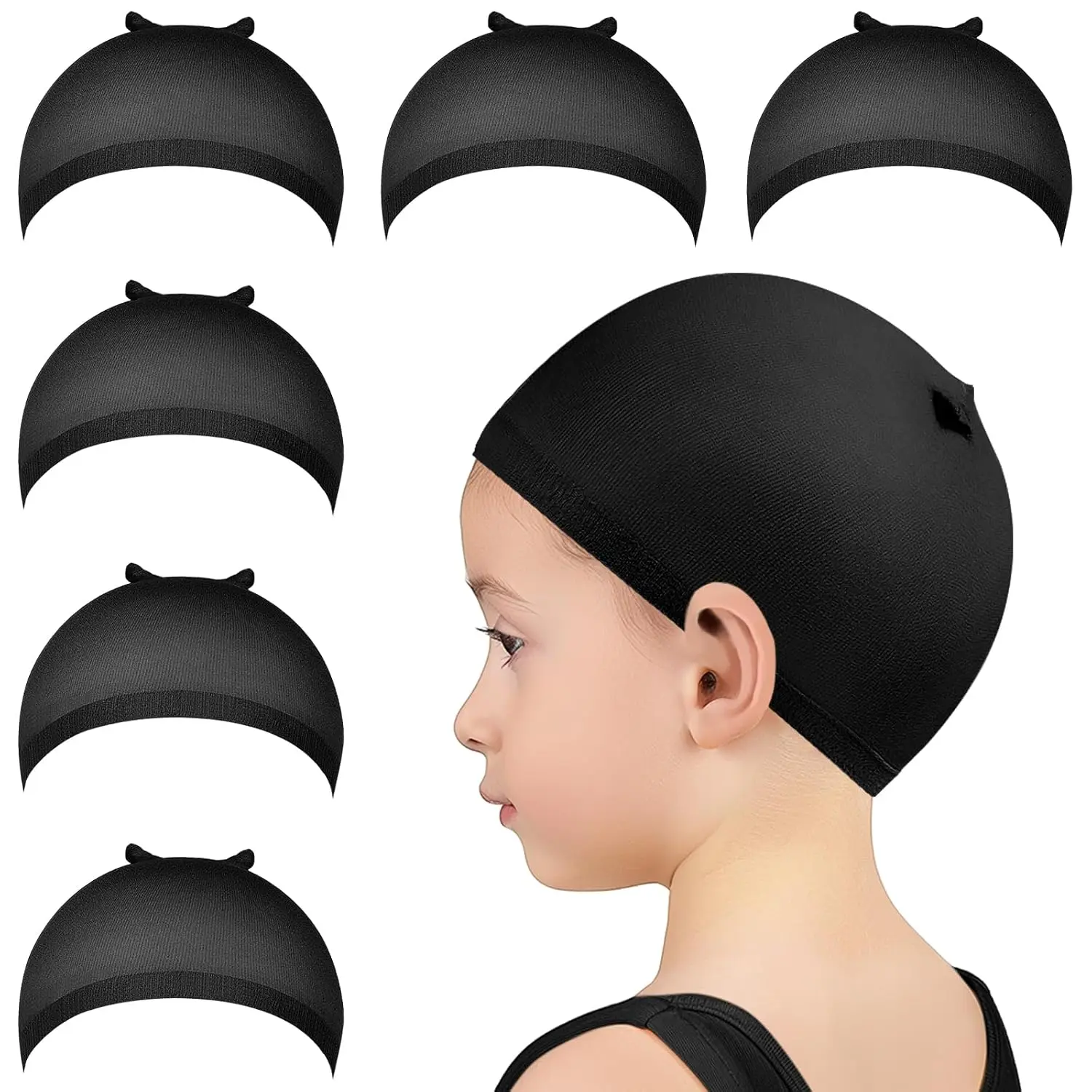 Wig Cap, 6 count Small Wig Cap for  Black, Stretchy Stocking Caps for Wigs Nylon for Halloween, Party,