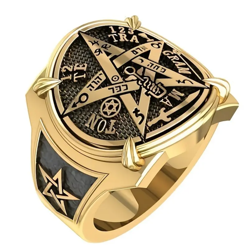 Vintage Viking Men's Alloy Star Ring, Unique Rings, Statement Rings, Fashion Rings, Ring Jewelry, Zinc Alloy Material, Punk Style Design, Suitable for Daily Wear & Parties, Trendy Accessory for Modern Look