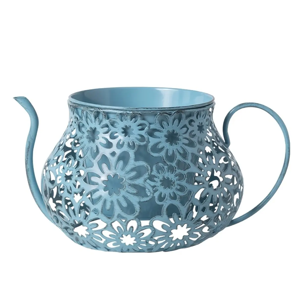 Iron Coffee Cup Planter, Vintage Hollow Metal Flower Pot, Lightweight Thickened Rust Resistant Container for Succulents and Herbs, Perfect for Indoor Windowsills, Balconies, Patios, Gardens, Home Decor