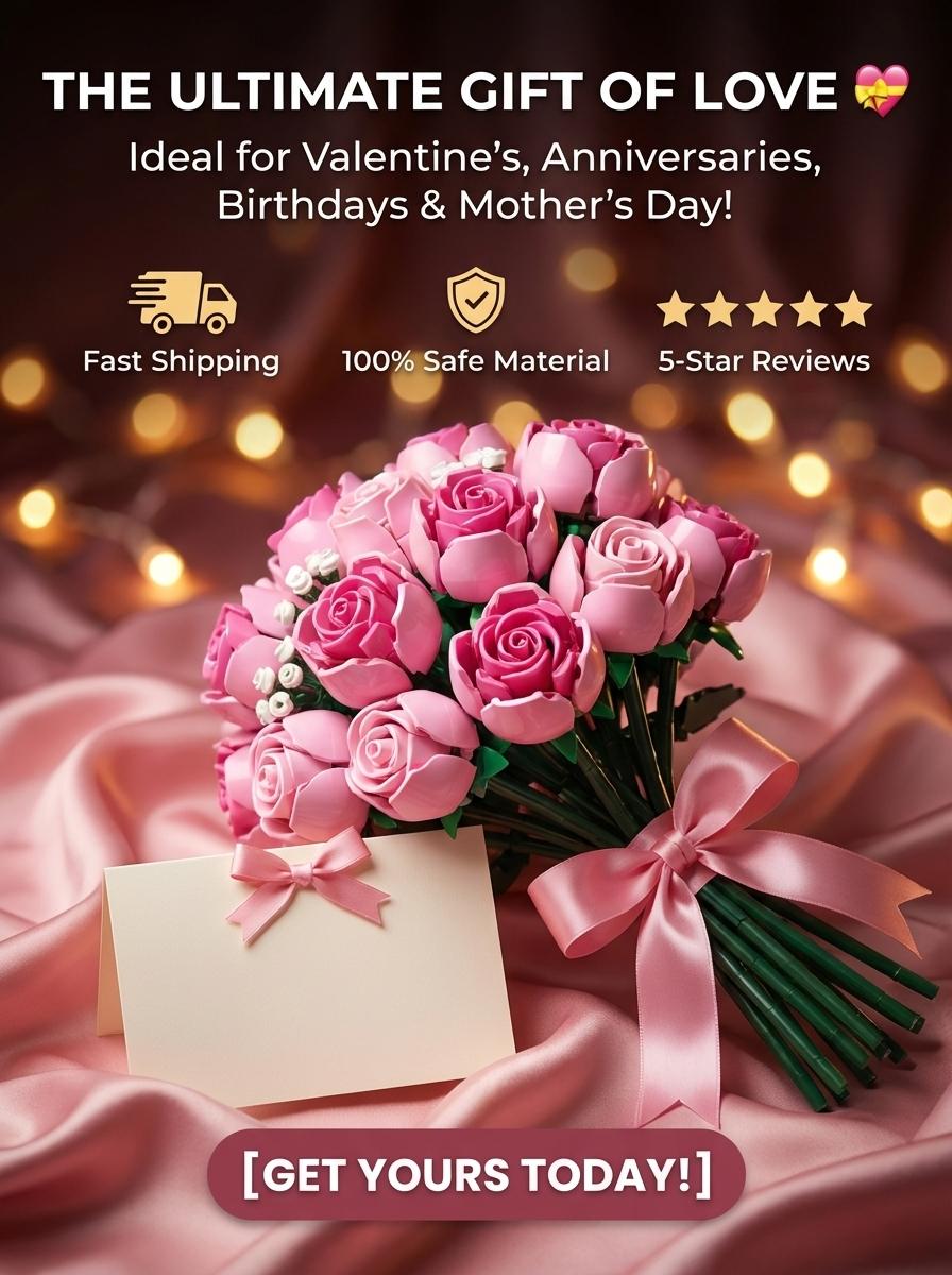 Pink Rose Flower Bouquet Building Set, 789 PCS  Botanical Collection Building Blocks, DIY Artificial Flowers for Home Office Room Decor, Adult Building Toys, Gift for Girls Mom Teachers, Romantic Floral Arrangement, Never Withered Flowers