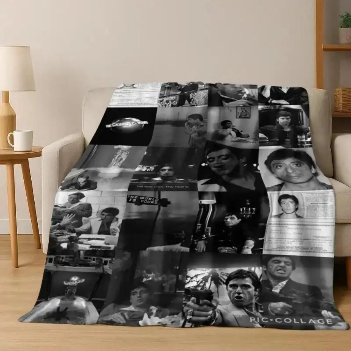 Scarface Tony Montana Fleece Weave Blanket - Classic Movie Poster Throw, Soft Cozy, Film Tribute, Room Accessories, Bedroom Decor, Guys Gifts for Sofa Use, Indoors-Outdoors