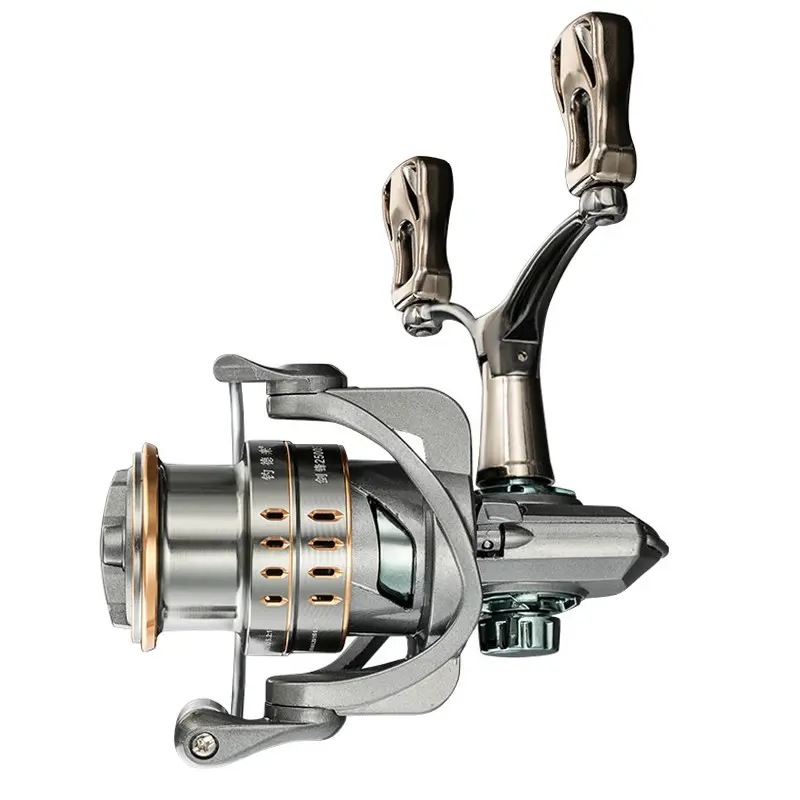 Multi-Function Reel Dual Handle 2000s/2500s Series, Lightweight Fishing Reel, 8kg/17.6lb Drag, Durable Metal Foldable Arm, Freshwater & Saltwater, Smooth Fishing Reel
