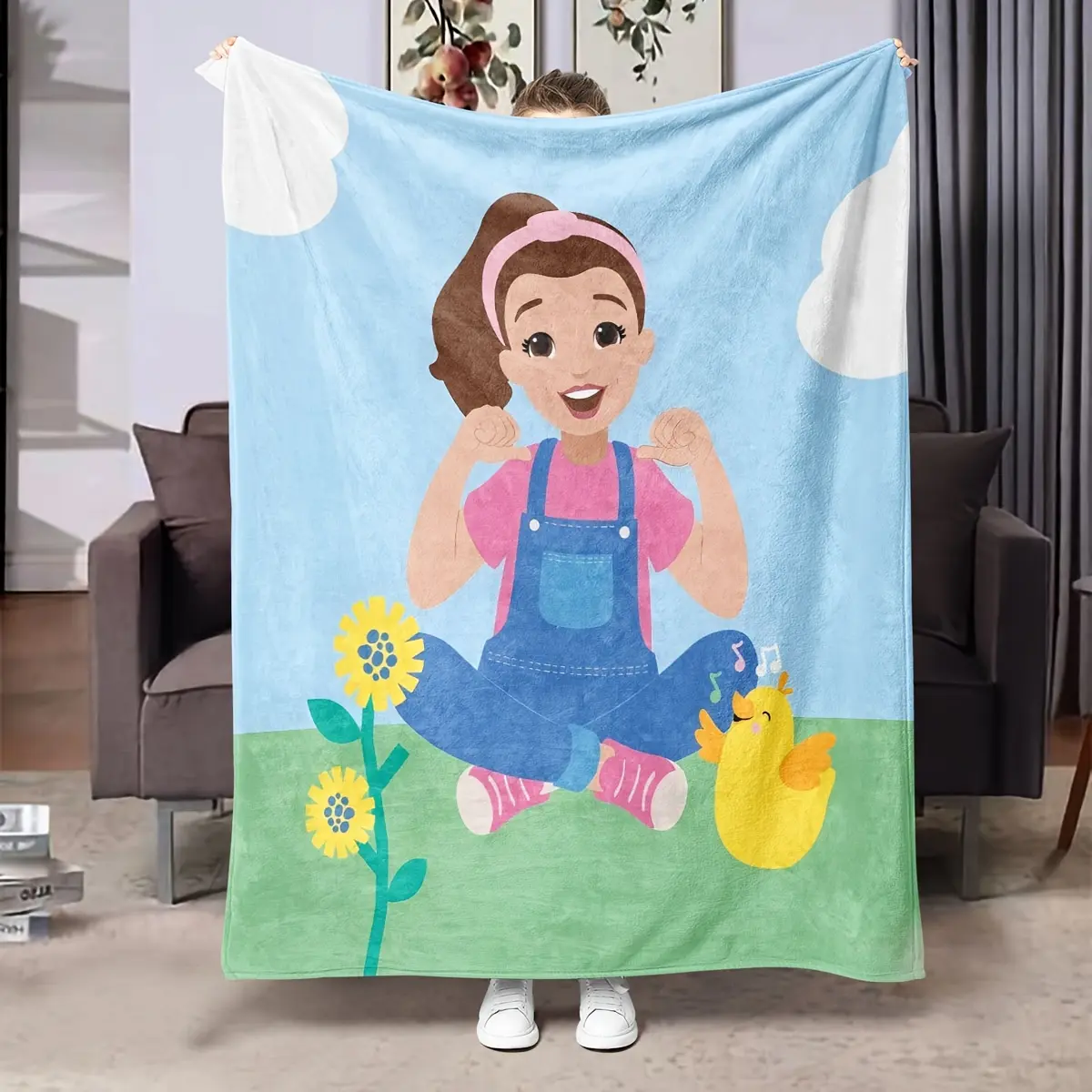 Rachel cartoon-themed flannel blanket, soft and warm, suitable for all seasons - perfect for bed, office, camping and travel, the perfect holiday gift