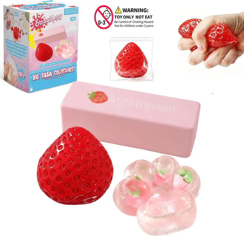 8 Pack Strawberry Squishy, Stocking Stuffers, 3 /12 PCS Bread Butter aroma Squishy,ASMR Strawberry Paw Squishy, Pink strawberry squishy butter, Slow Rising cheese Squishy,Stress Balls,Stress Relief & Fidget for ADHD,Party Favor Gift