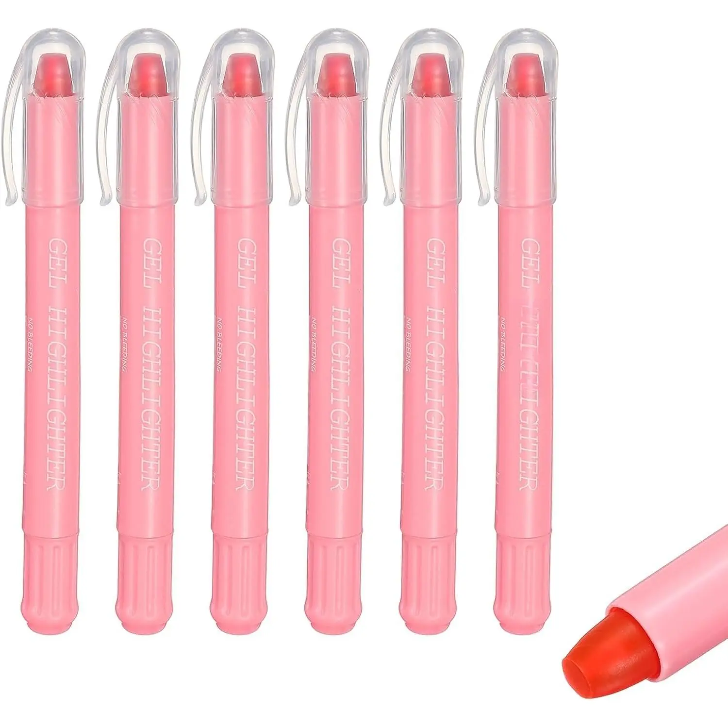 Gel Wax Highlighters, 6-Pack Twist-Up Sticks - No Bleed, Bright Colors, Long-Lasting Neon Markers for Office Adults, Books, Office Stationery & Writing Tools