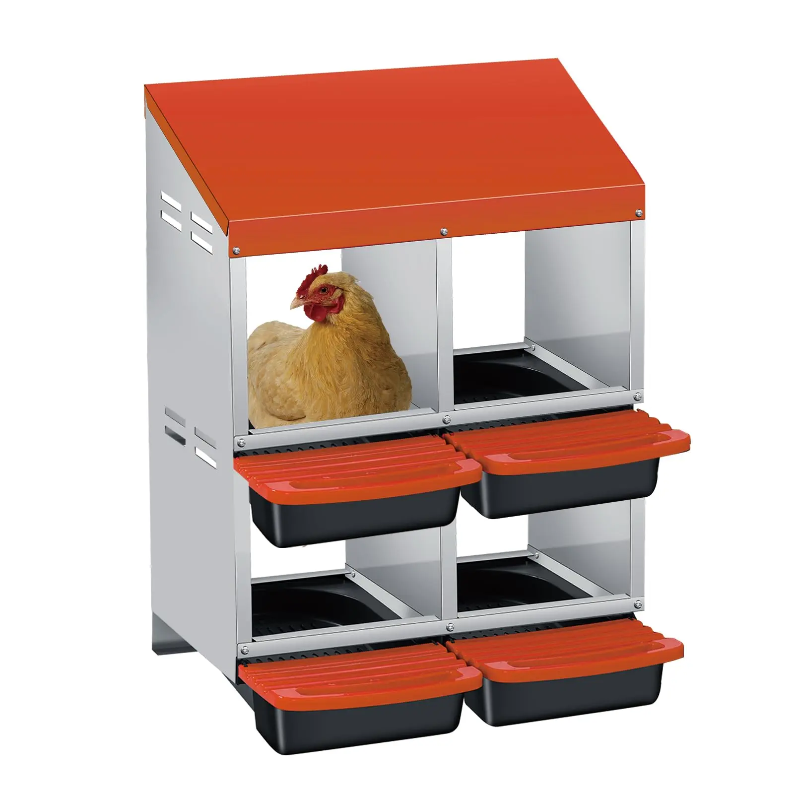 Chicken Nesting Box for Hens, Sturdy Chicken Laying Boxes with Removable Trays, Easy Egg Collection & Cleaning, Wall Mount or Freestanding
