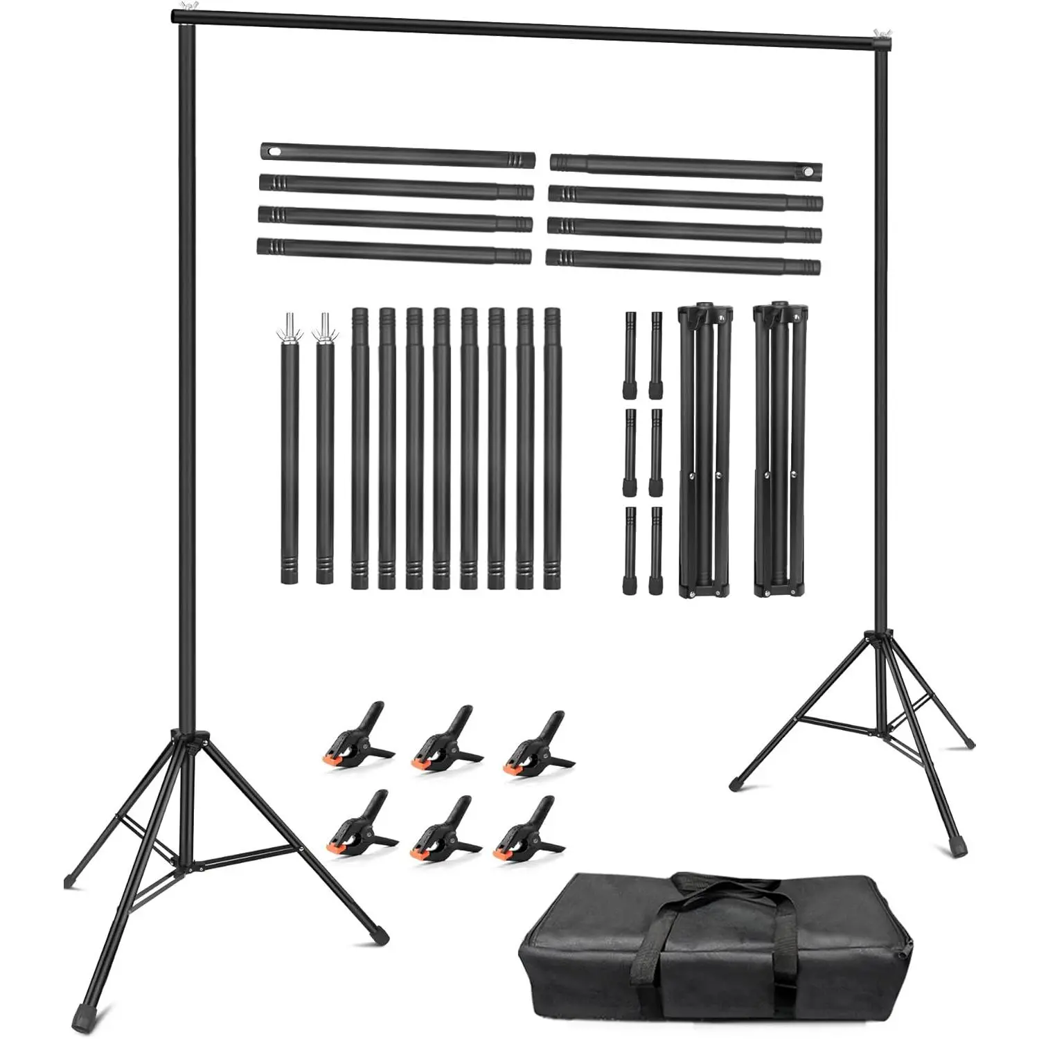 Backdrop Stand 10x8ft (WxH), Photography Background Stand for Parties, Adjustable Photo Backdrop Stands Kit for Wedding, Photo Booth, Party, Decoration, Balloon, Projector Screen
