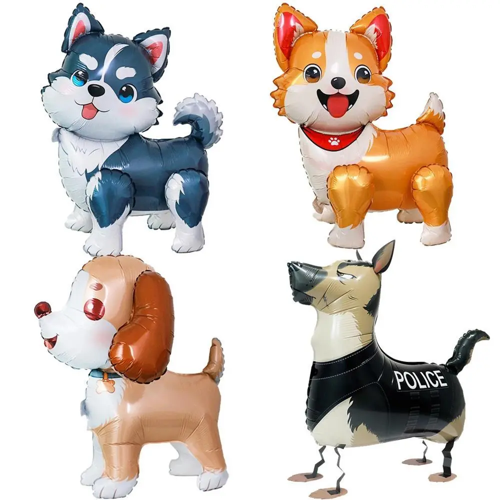 Cartoon Animals Self-Standing Aluminium Foil Rubber Balloons (Husky, Corgi) - Children's Birthday Party, Baby Shower Garden Decor Home Improvement Air Globos