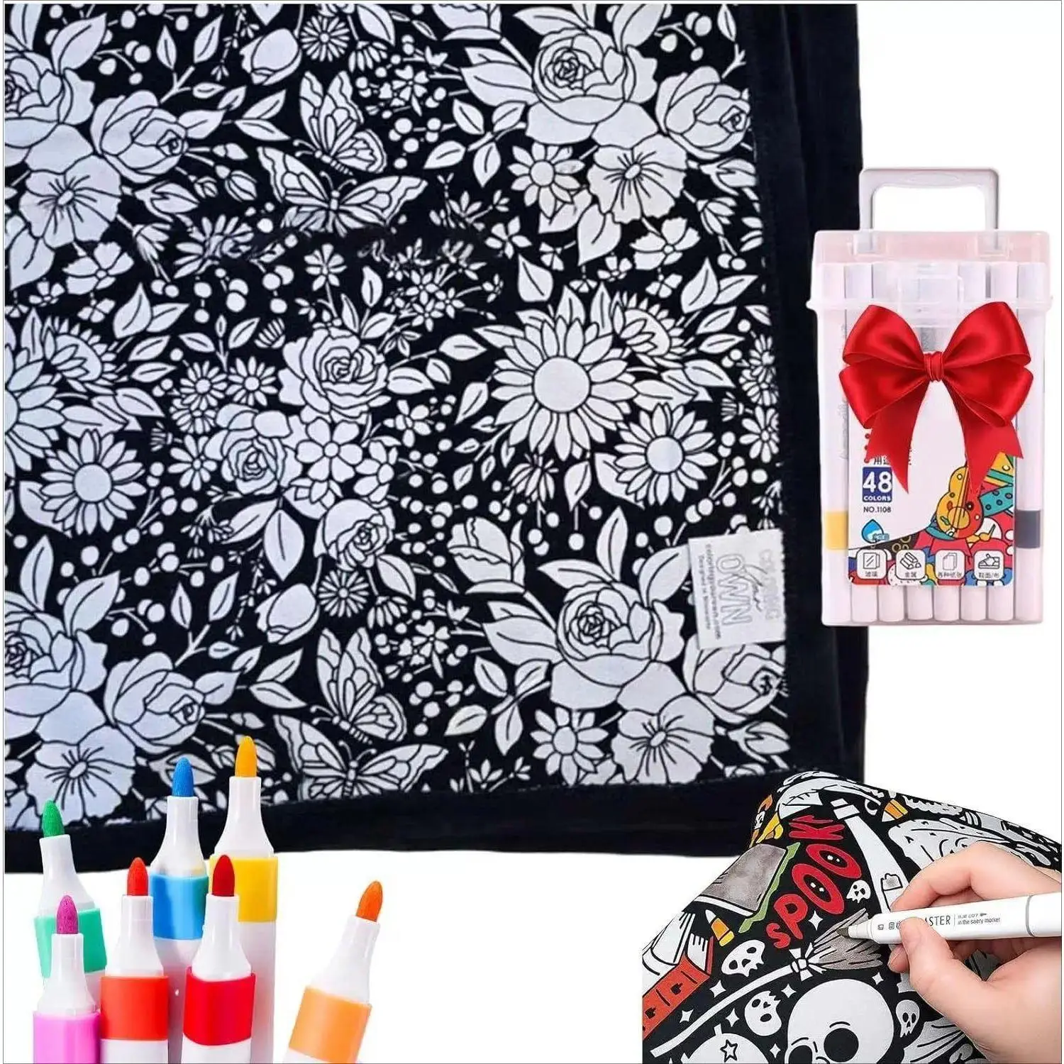 DIY Coloring Blanket With Markers - Color Your Own Blankets, Customizable Blanket You Can Color Fuzzy Velvet Washable Creative Personalized Cozy Home Decor Idea,back to school,back to school shopping