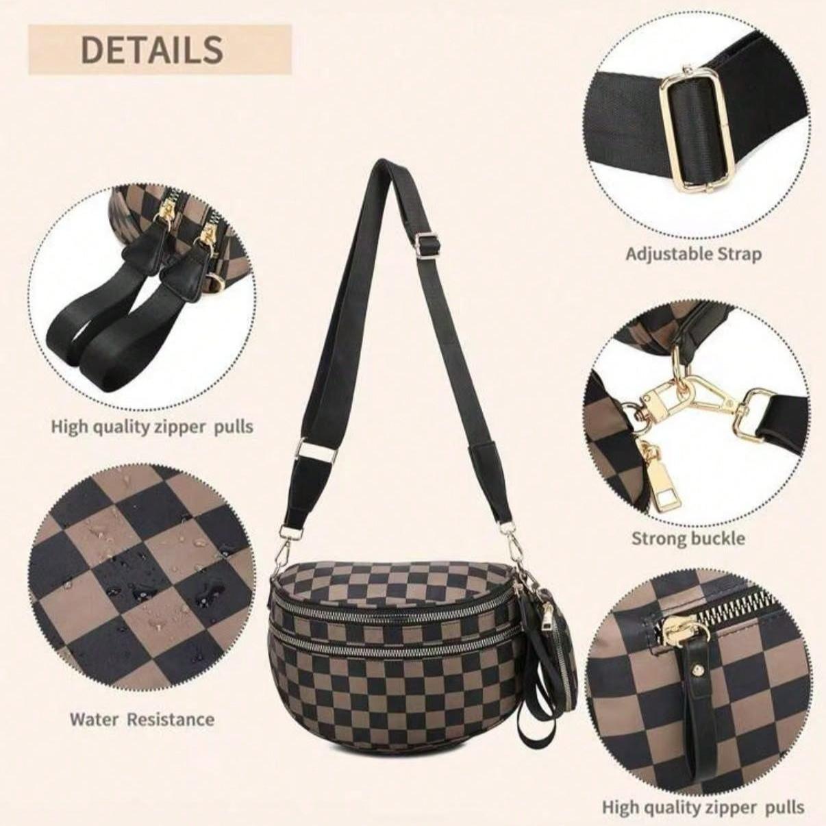 Fashion Plaid Pattern Shoulder Bag With Coin Purse, Large Capacity Handbag, Versatile Lightweight Crossbody Bag with Ajustable Breit Strap for Women