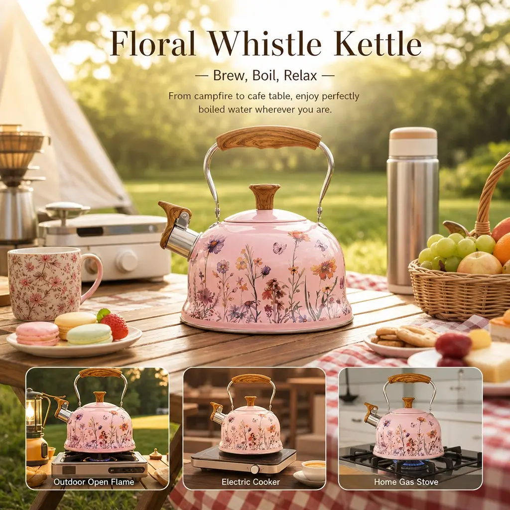 3L Gradient Teapot, 430 Stainless Steel, Boiling Sound, Ultra-Thin Durable Design, Ideal for Water Heating, Tea Brewing, Coffee Making, Milk Frothing