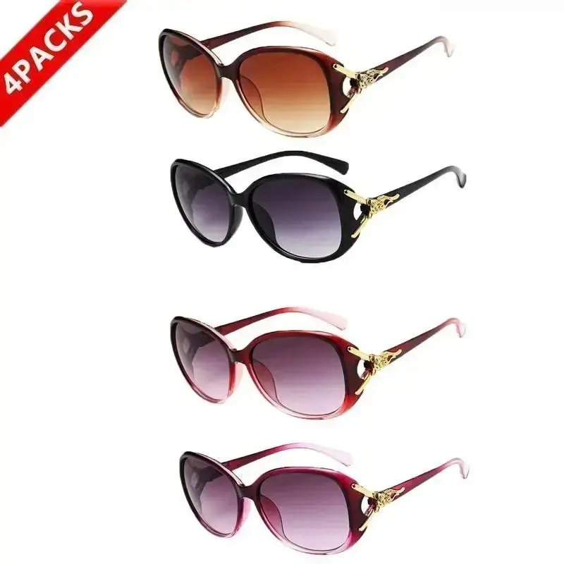 4 Pack Polarized Oversized Sunglasses for Women, Retro Tortoiseshell UV400 Fashion Shades, Lightweight Vintage Designer Style Eyewear for Beach, Driving, Travel, Vacation & Everyday Wear sohochic